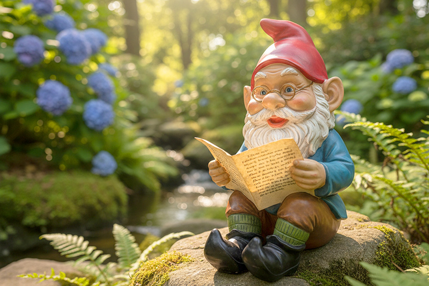 lesender Gartenzwerg