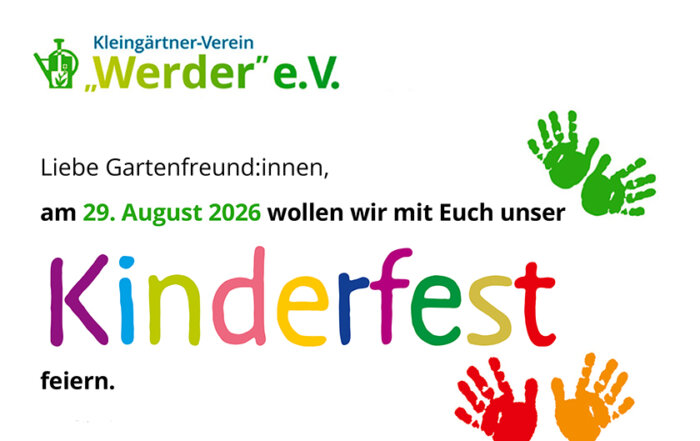 Kleingartenverein Werder: Kinderfest 2026